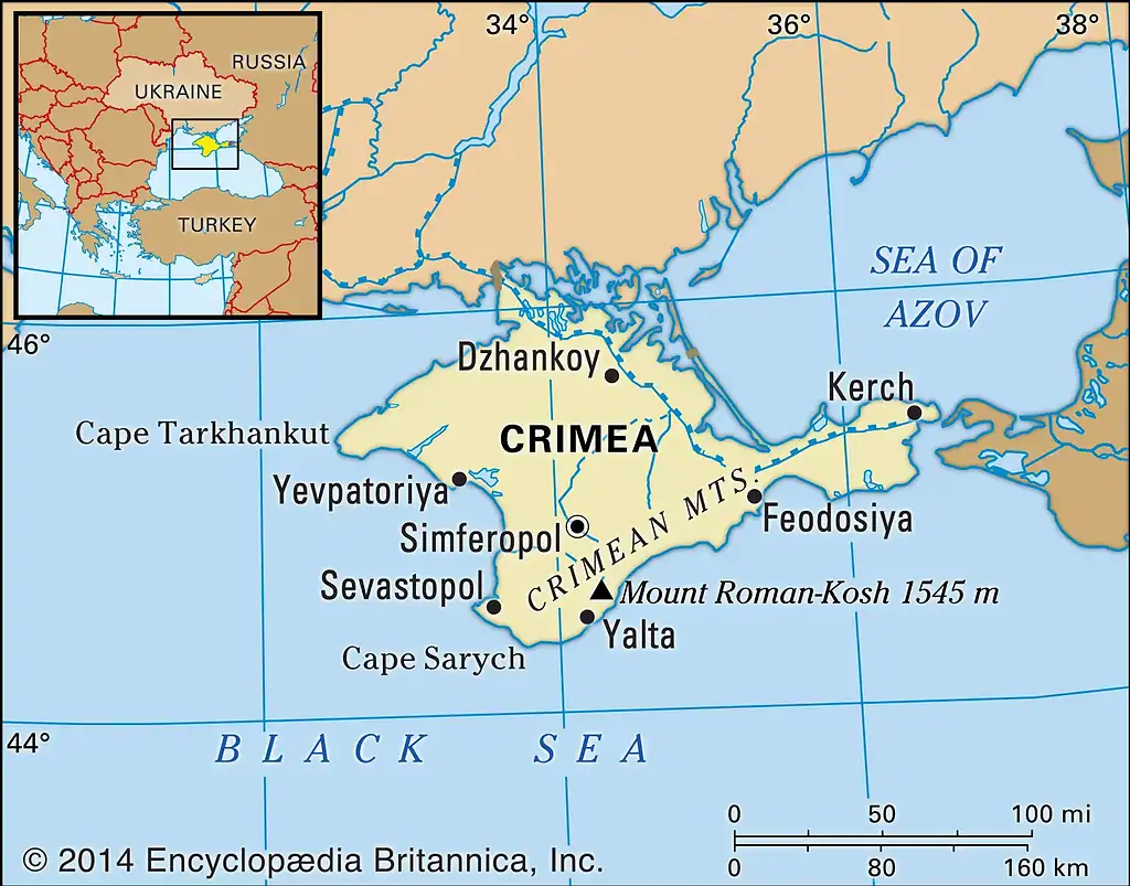 Mapa de la region de Crimea.