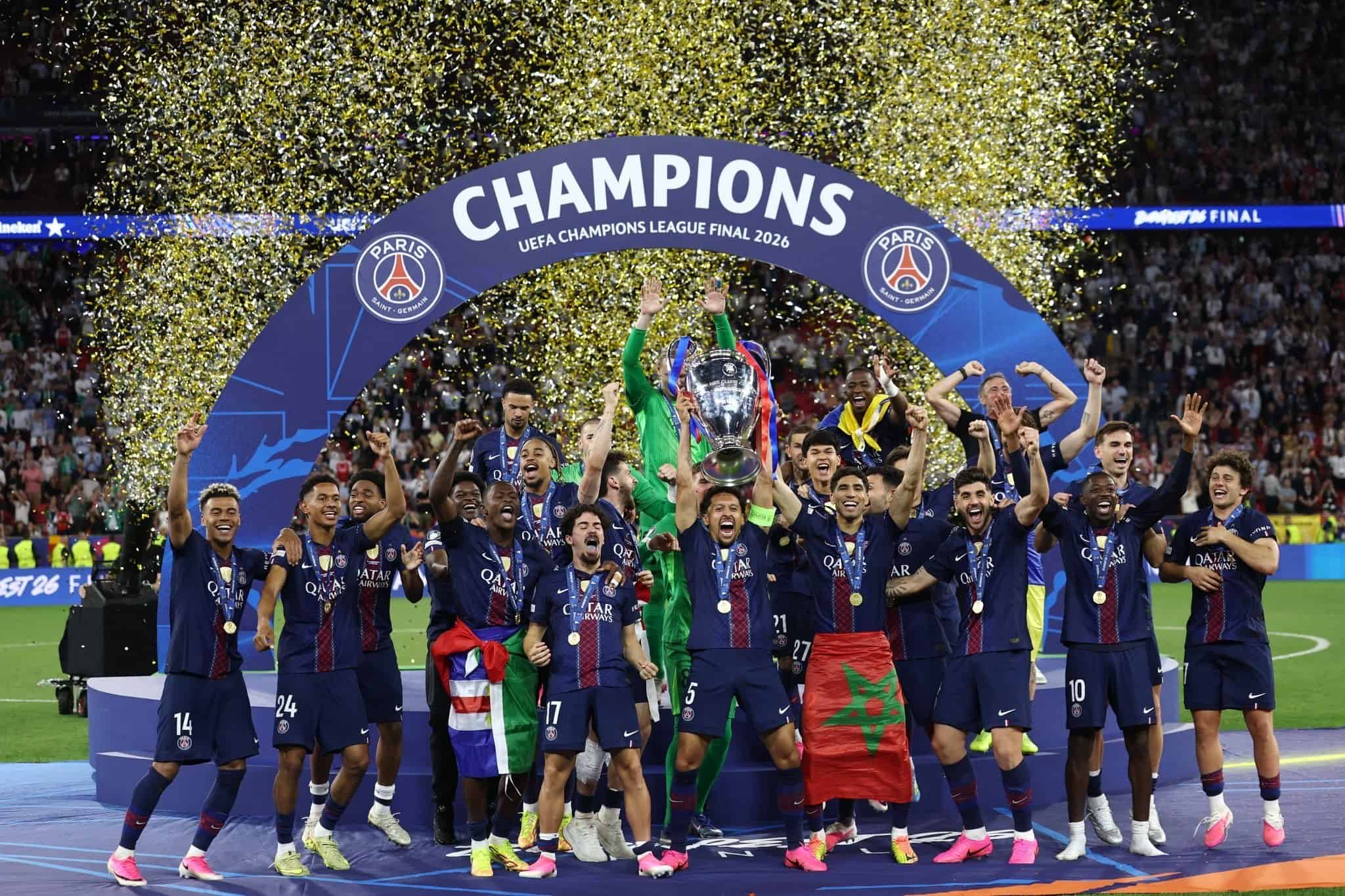 PSG celebra el título de la Champions League 2026 tras vencer a Arsenal en penales en Budapest