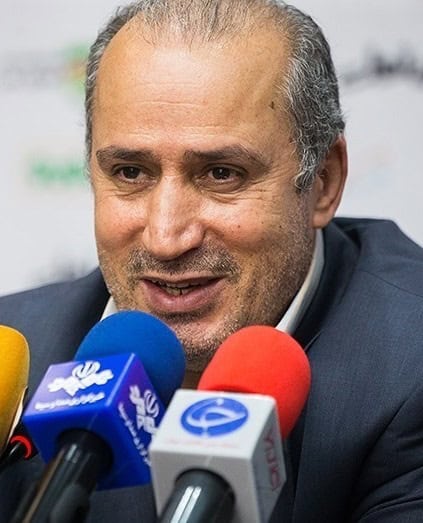 Mehdi Taj, presidente de la Federación Iraní de Fútbol, durante una conferencia de prensa