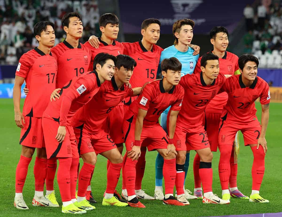 Formación de la selección de Corea del Sur.