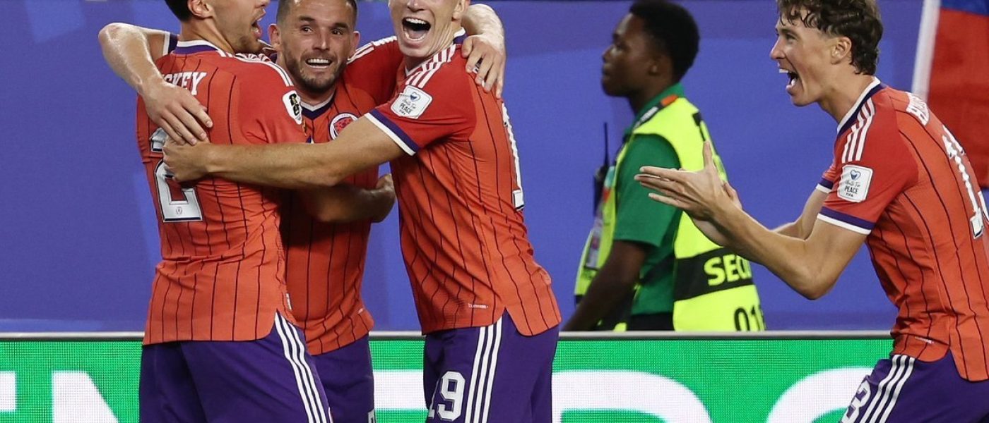 Jugadores de Escocia celebran el gol de John McGinn contra Haití en el Mundial 2026 en Boston