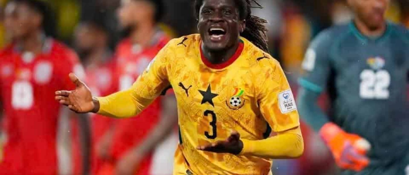Caleb Yirenkyi celebra el gol de Ghana contra Panamá en el Mundial 2026 en Toronto
