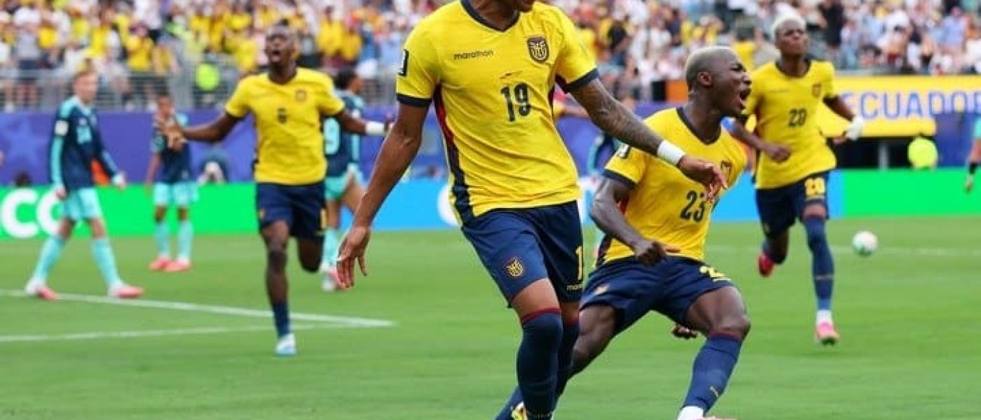 Jugadores de la selección de Ecuador festejan un gol ante Alemania en el Mundial 2026