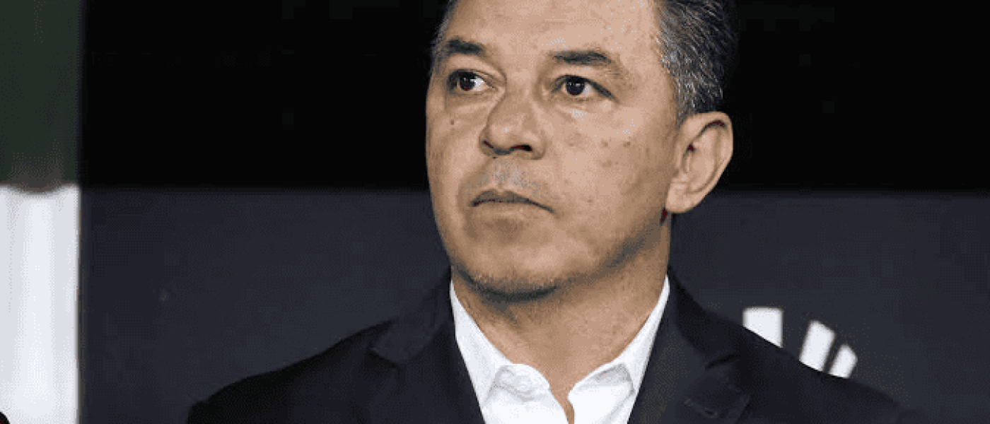 Marcelo Gallardo en una conferencia de prensa